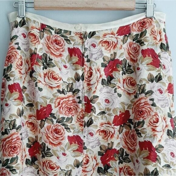 LIZ CLAIBORNE Linen Blend Floral A-Line Mini Skirt Colorful  Sz 10 - Picture 9 of 16